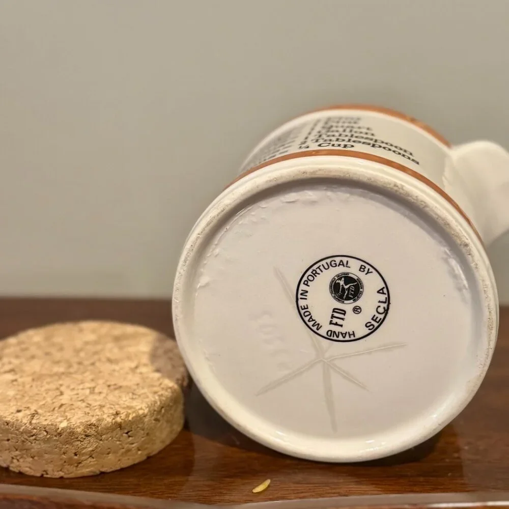 🌼 Vintage FTD Stoneware Canister with Cork Lid – with Reinforced Bottom